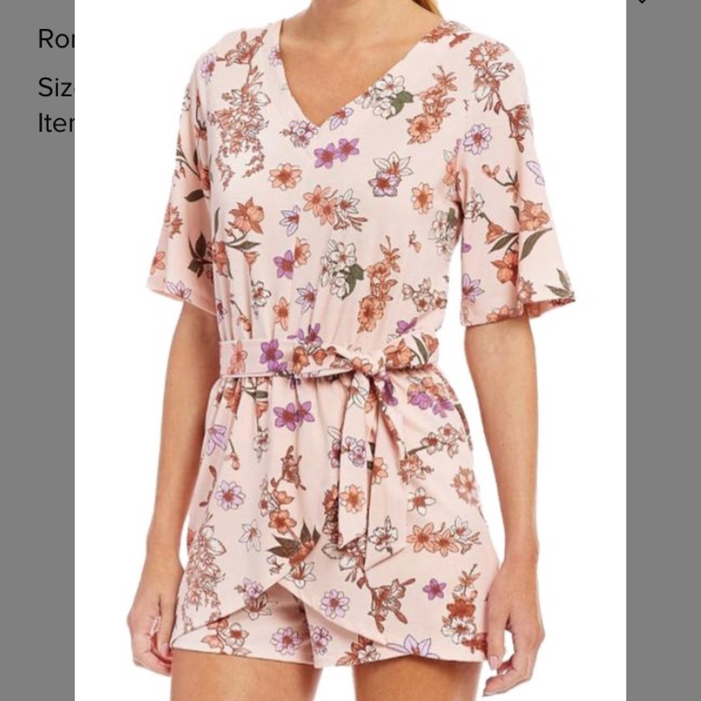 Copper key blush pink floral romper